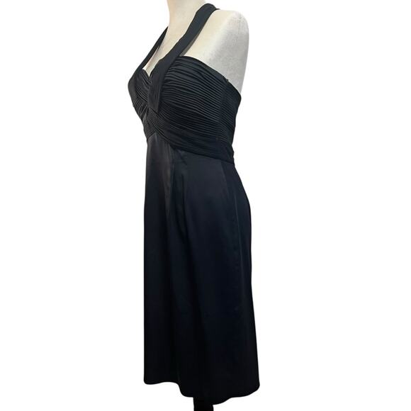 BCBGMaxAzria 100% Silk Halter Dress Women's 6 Black Glam Cocktail Marilyncore - Picture 8 of 13